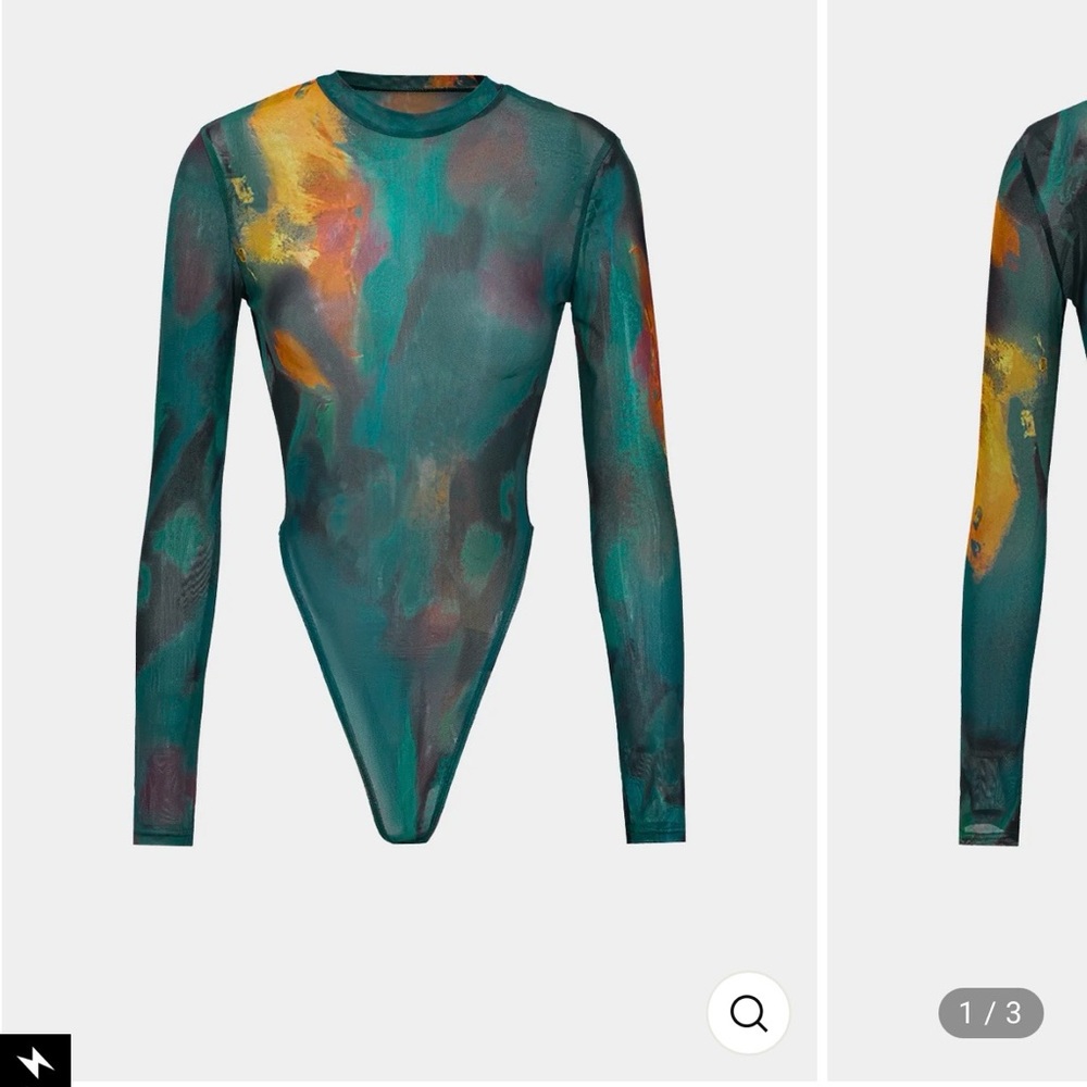 Teal Mesh Long Sleeve Bodysuit